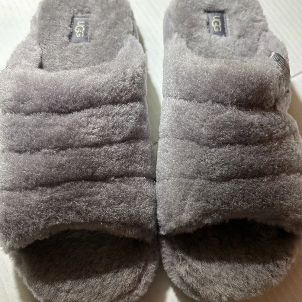 UGG Fluff You Grey Slides Women’s Size 10 #1117473 Brand New No Box - Picture 1 of 4